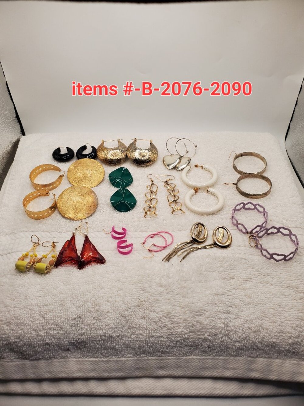 15 Pair of Pierced Earrings, items # B-2076-2090,.  wt. 182 grams.